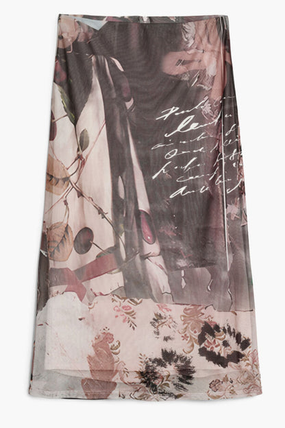 DESIGUAL WOMEN'S BEIGE LONGUETTE SKIRT