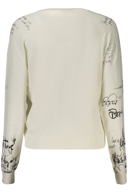 DESIGUAL WOMEN'S WHITE SWEATER