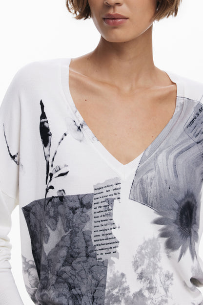 DESIGUAL WOMEN'S WHITE SWEATER