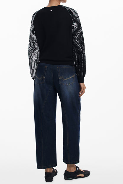 DESIGUAL WOMEN'S BLACK SWEATER