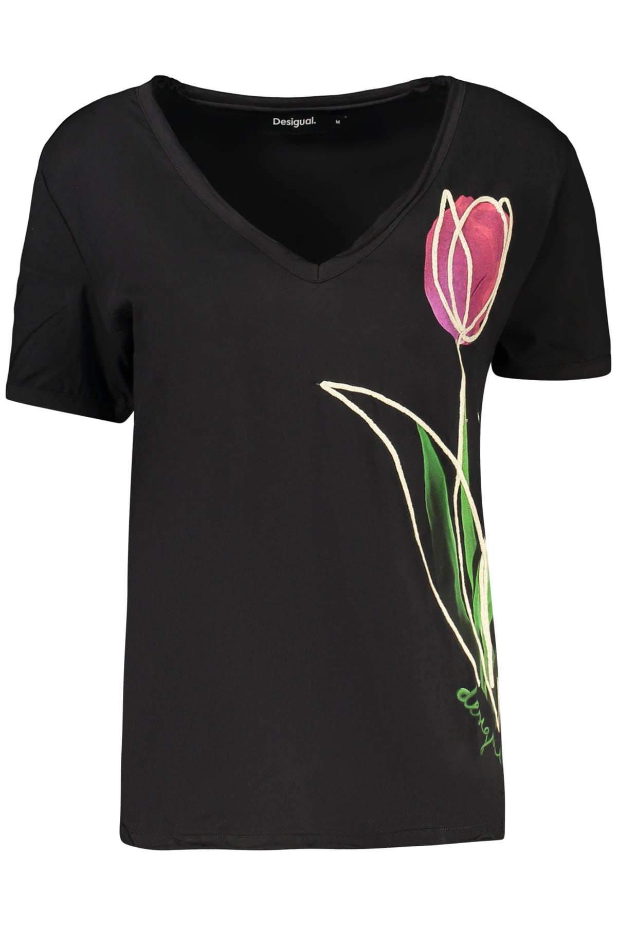 T-shirt noir à manches courtes DESIGUAL pour femme