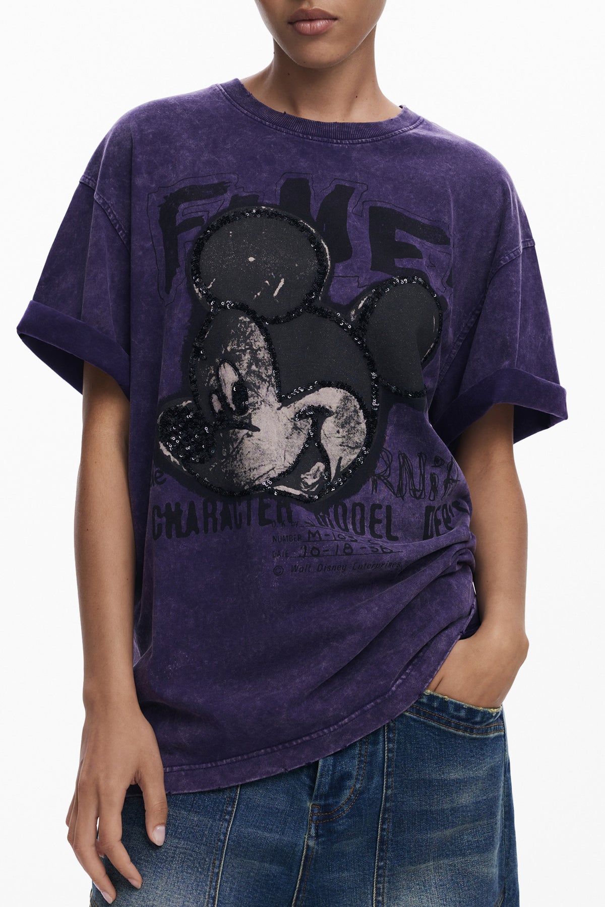 T-SHIRT À MANCHES COURTES POUR FEMME DESIGUAL VIOLET