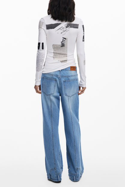 T-SHIRT À MANCHES LONGUES FEMME DESIGUAL BLANC