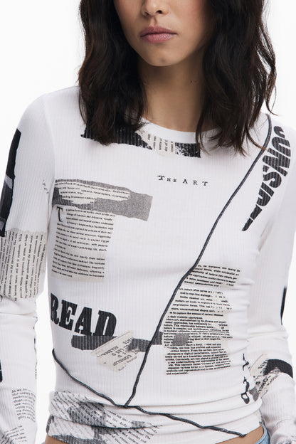 T-SHIRT À MANCHES LONGUES FEMME DESIGUAL BLANC