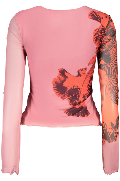 DESIGUAL WOMEN'S PINK LONG-SLEEVE T-SHIRT