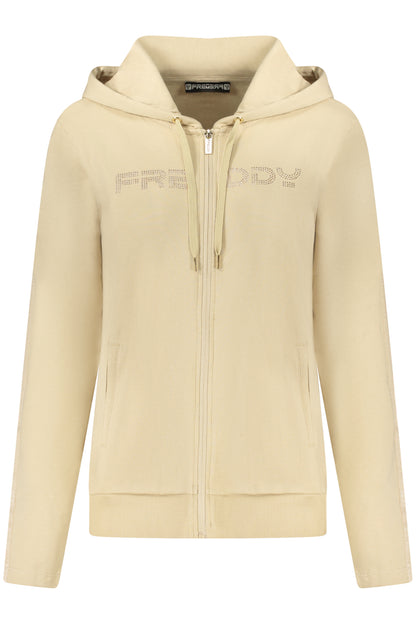 FREDDY WOMEN'S BEIGE ZIP-UP SWEATSHIRT