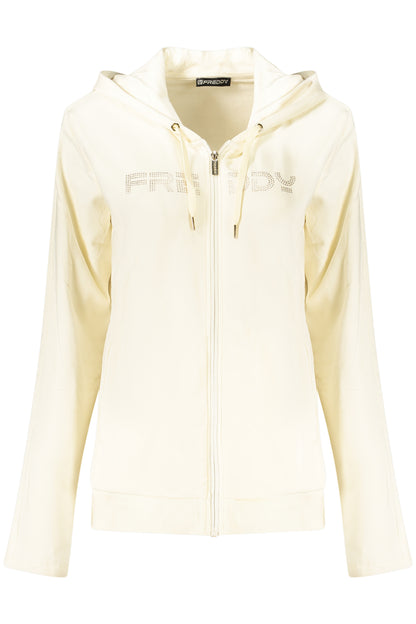 FREDDY WOMEN'S WHITE ZIP-UP SWEATSHIRT