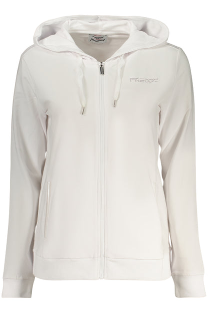 FREDDY WOMEN'S WHITE ZIP-UP SWEATSHIRT