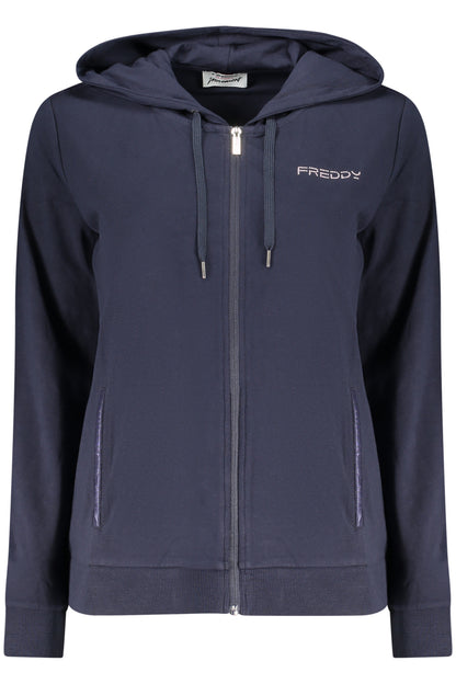 FREDDY WOMEN'S BLUE ZIP-UP SWEATSHIRT