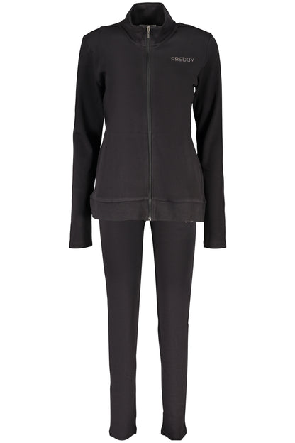 FREDDY WOMEN'S BLACK ZIP-UP SWEATSHIRT