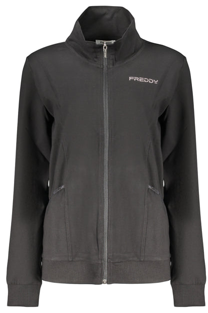 FREDDY WOMEN'S BLACK ZIP-UP SWEATSHIRT