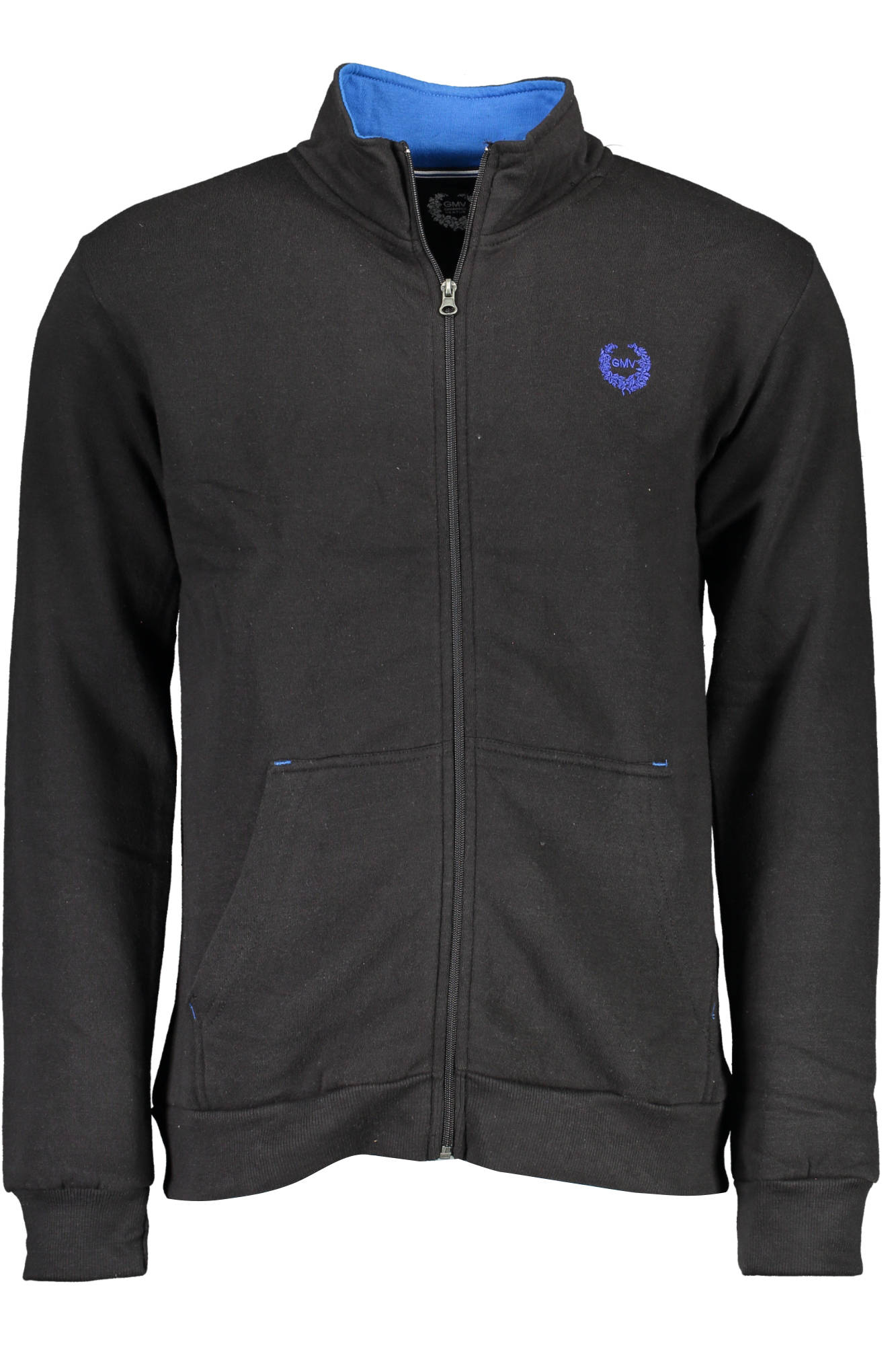 GIAN MARCO VENTURI MEN'S BLACK SWEATSHIRT WITH ZIP