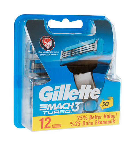 Gillette Mach3 Turbo spare blades for men 12 ks