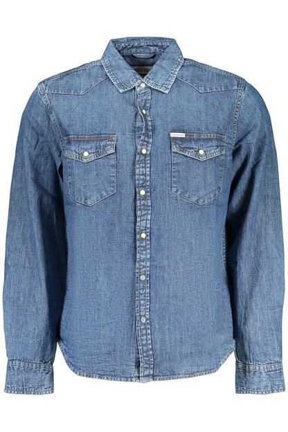 GUESS JEANS MEN'S LONG-SLEEVED SHIRT, BLUE