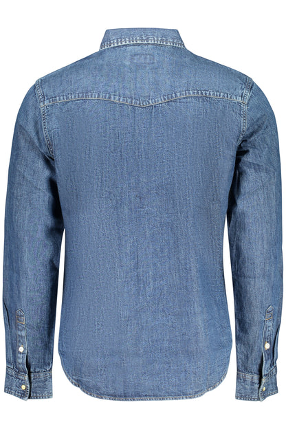 GUESS JEANS MEN'S LONG-SLEEVED SHIRT, BLUE