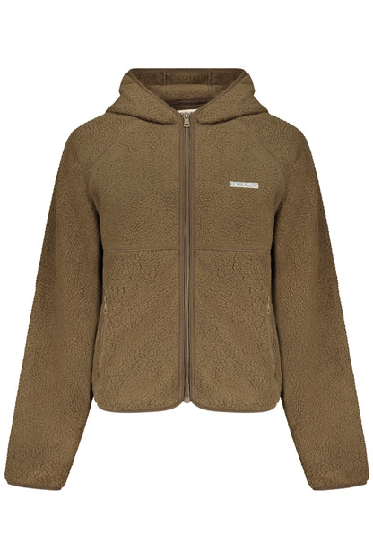 GUESS JEANS WOMEN'S BROWN ZIP-UP SWEATSHIRT