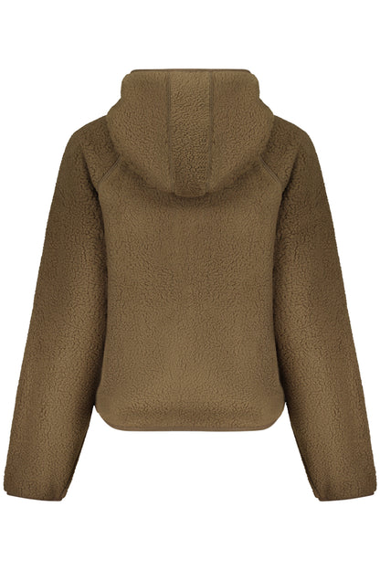 GUESS JEANS WOMEN'S BROWN ZIP-UP SWEATSHIRT