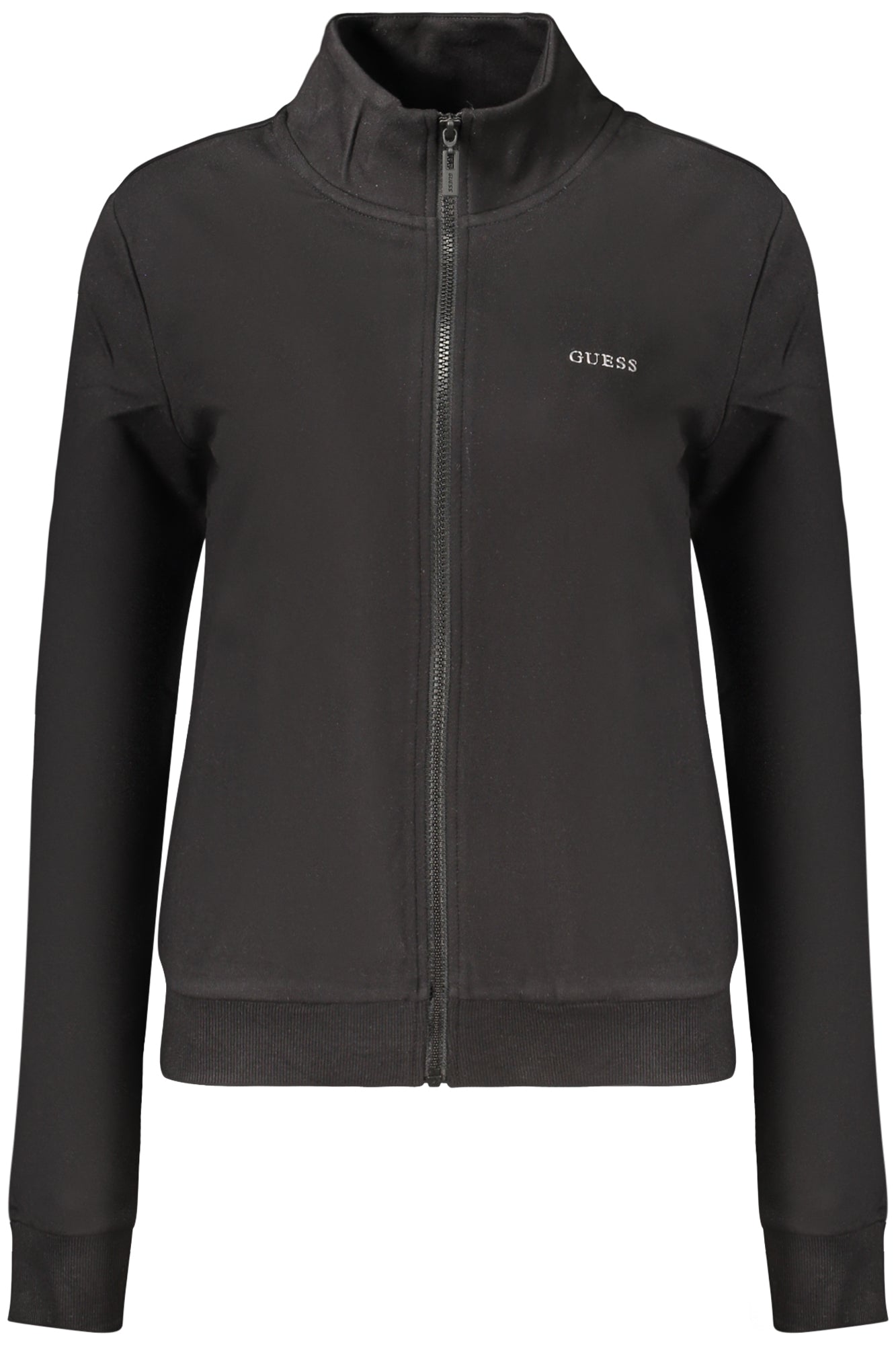 GUESS JEANS WOMEN'S BLACK ZIP-UP SWEATSHIRT