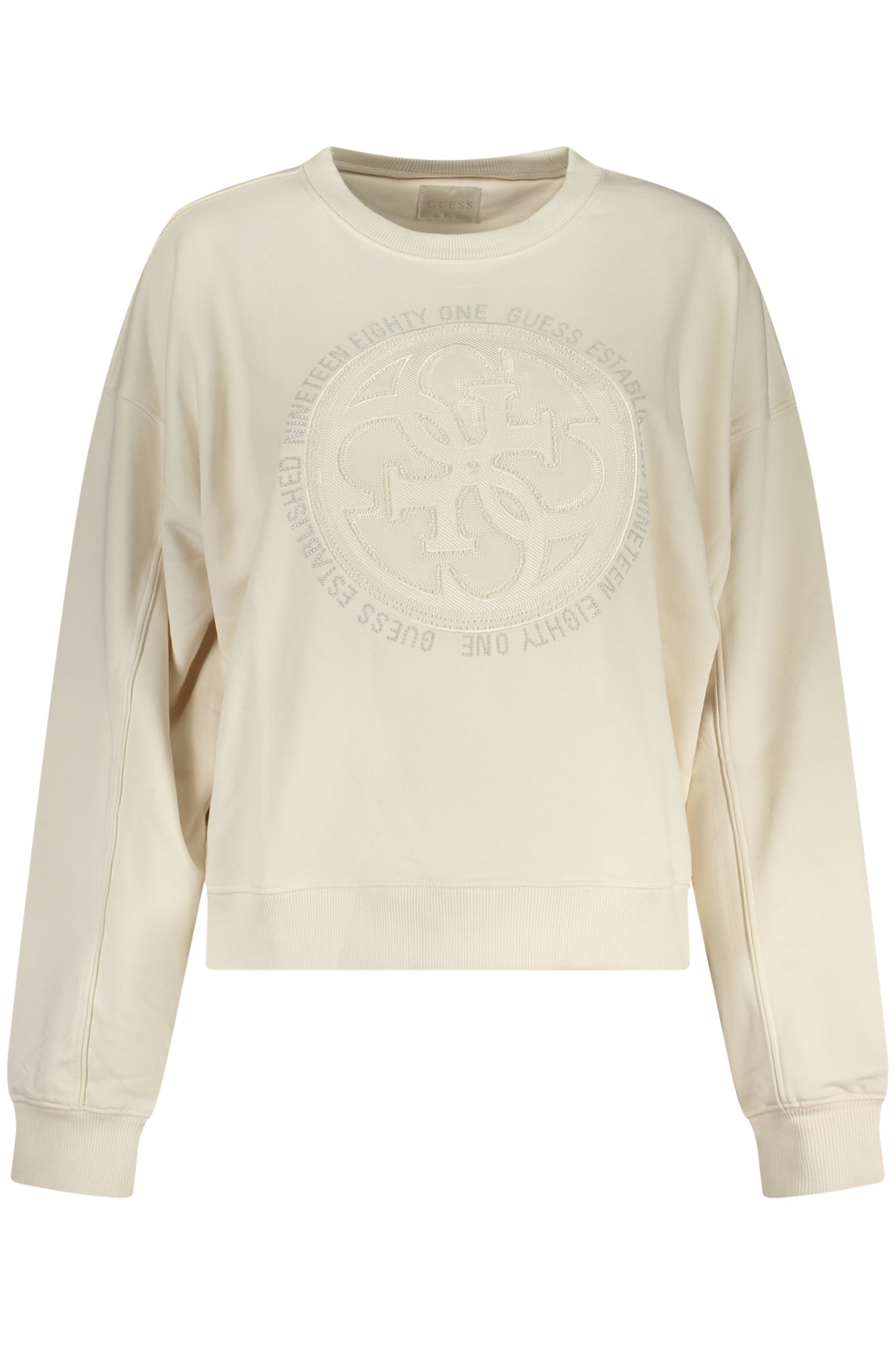 GUESS JEANS WOMEN'S WHITE ZIP-UP SWEATSHIRT