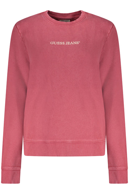 GUESS JEANS WOMEN'S RED ZIP-UP SWEATSHIRT