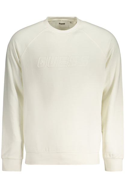 GUESS JEANS MEN'S WHITE ZIP-UP SWEATSHIRT