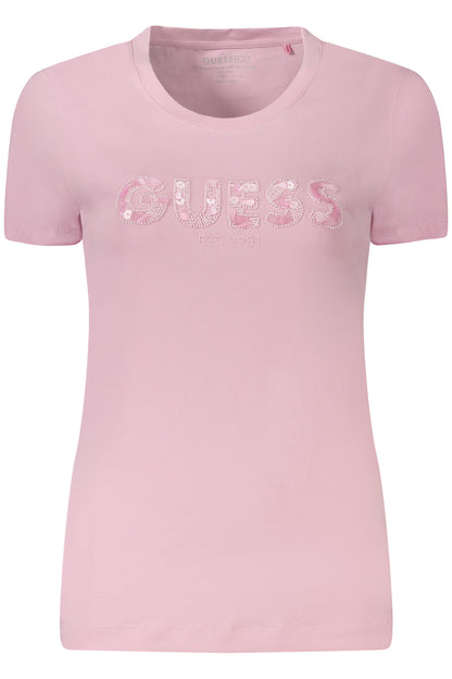 GUESS JEANS WOMEN'S SHORT SLEEVE T-SHIRT PINK