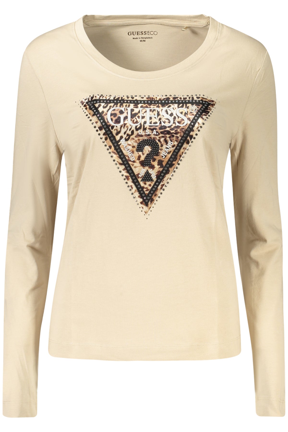 GUESS JEANS WOMEN'S LONG SLEEVE T-SHIRT BEIGE
