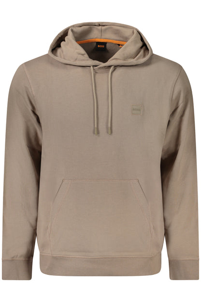 HUGO BOSS MEN'S ZIP-FREE SWEATSHIRT BROWN