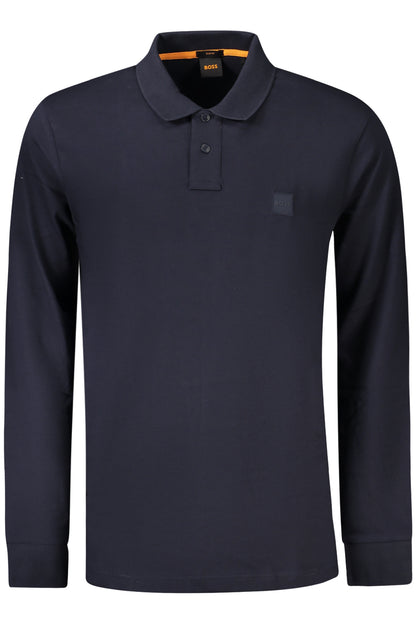HUGO BOSS MEN'S LONG-SLEEVED POLO SHIRT, BLUE