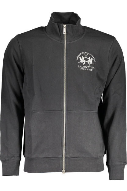 LA MARTINA MEN'S BLACK ZIPPED SWEATSHIRT