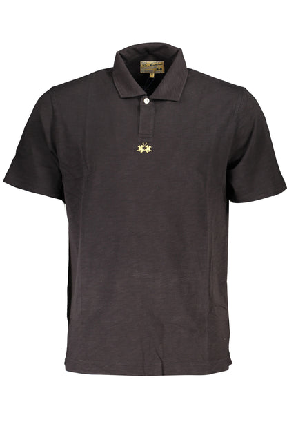 LA MARTINA MEN'S BLACK SHORT SLEEVED POLO SHIRT