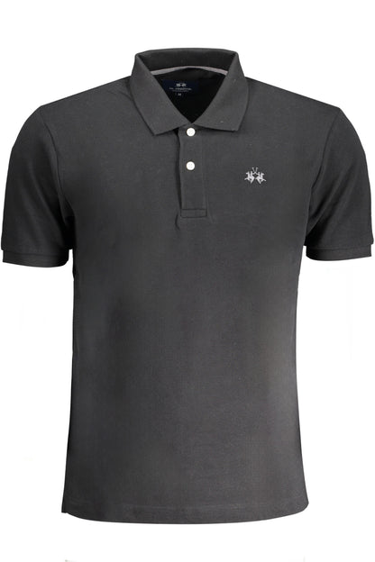 LA MARTINA MEN'S BLACK SHORT SLEEVED POLO SHIRT