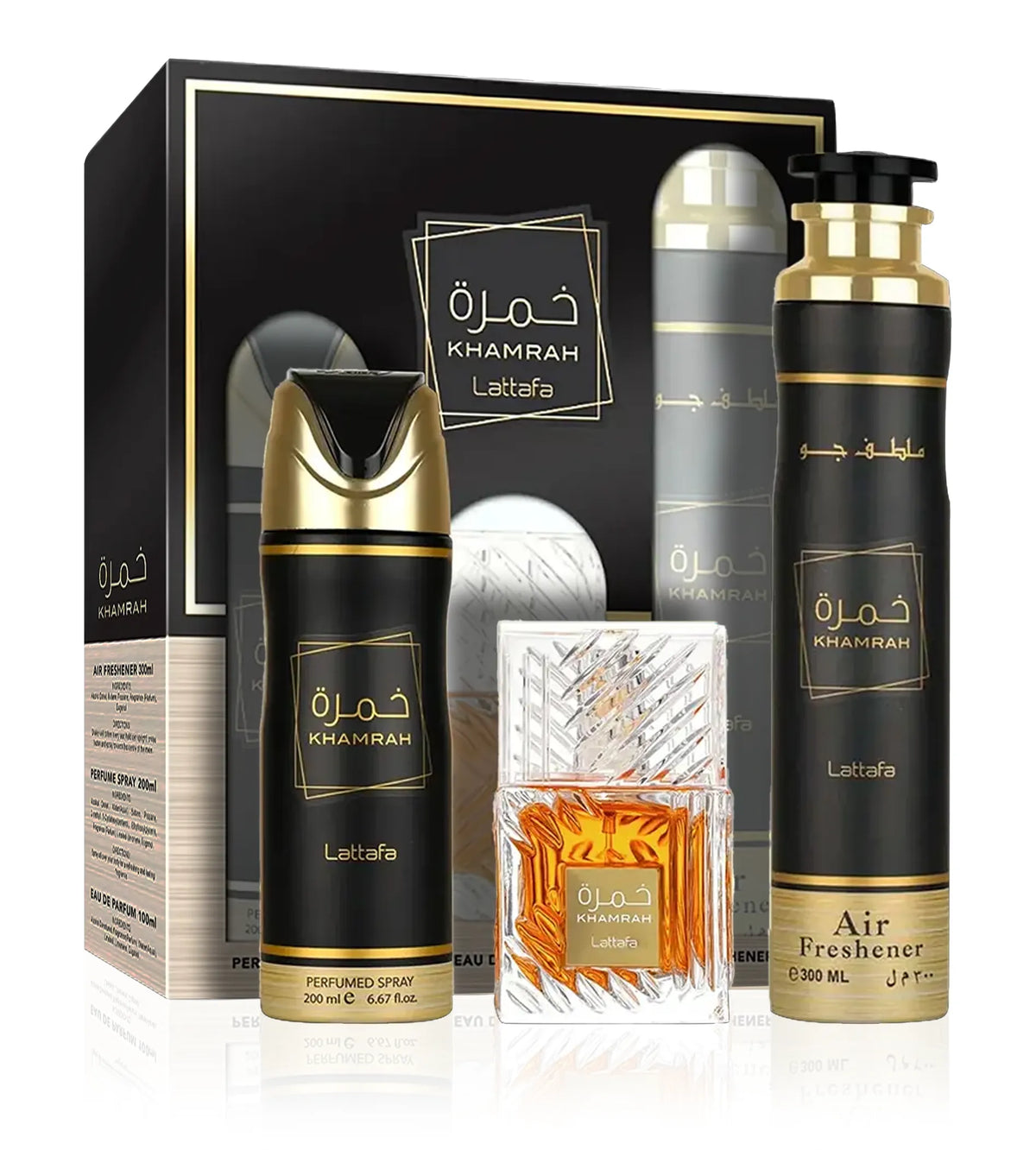 Lattafa Khamrah SET M (EDP 100ml + DEO 200ml + Air Freshener 300ml)