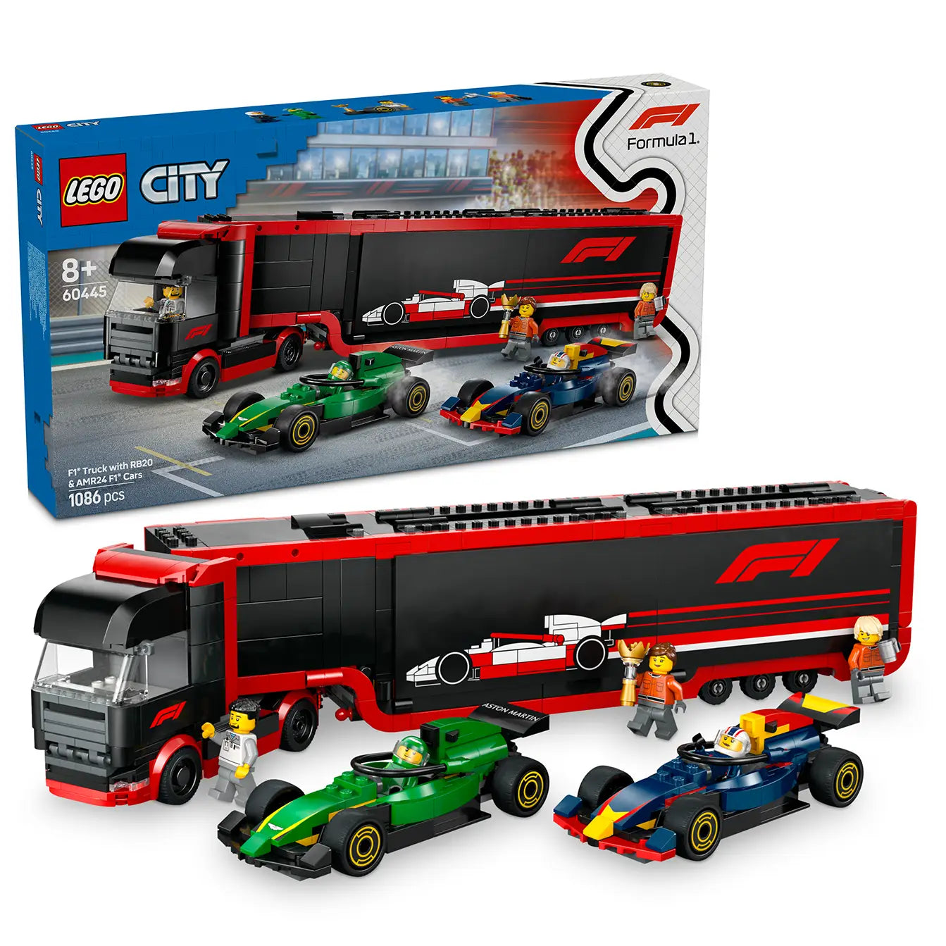 LEGO® City 60445 F1® Truck With Rb20 & AMR24 F1® Cars
