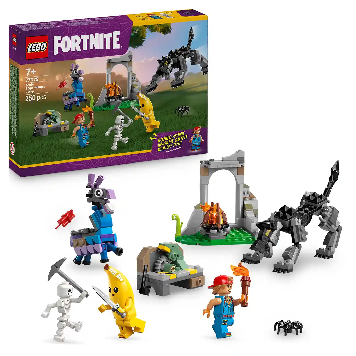 LEGO® Fortnite®  77075 Peely a Sparkplug a jejich tábořiště