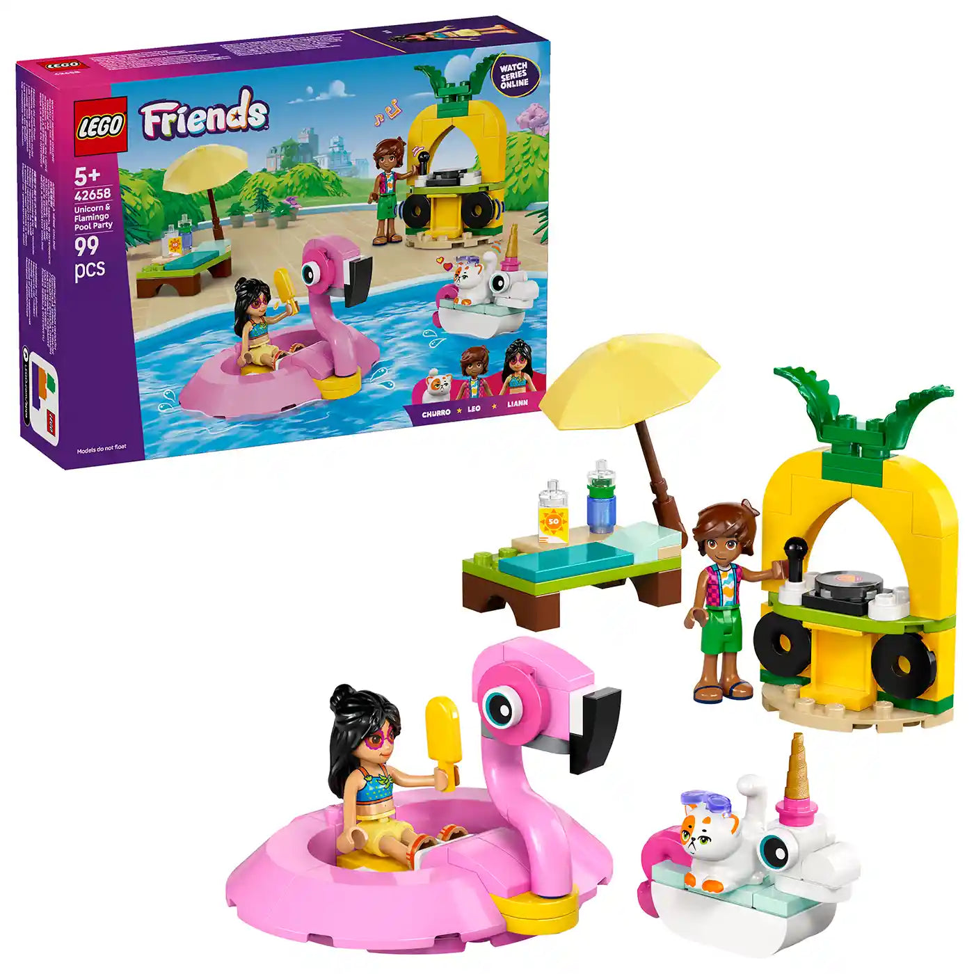 LEGO® Friends 42658 Zábava u bazénu s jednorožcem a plameňákem