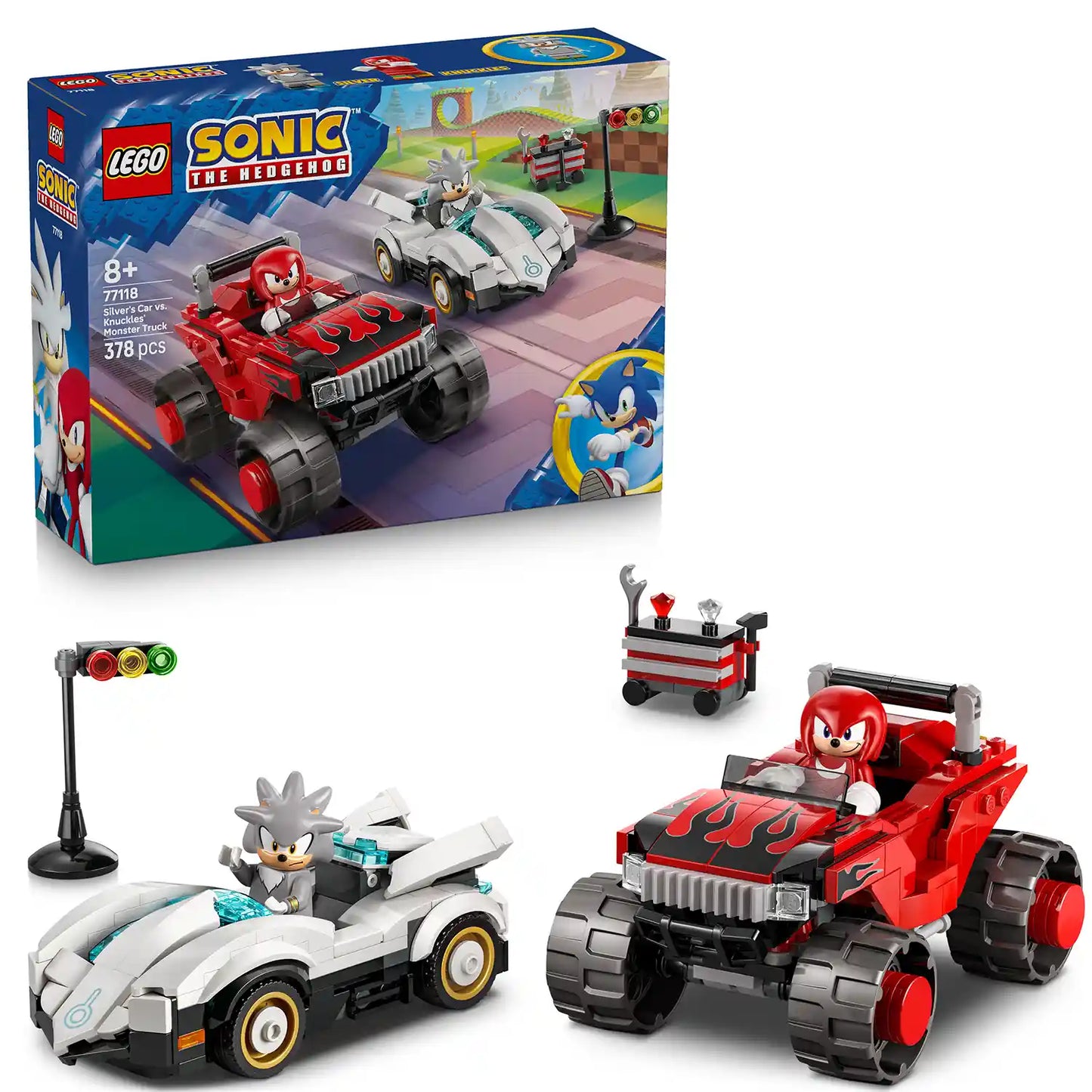 LEGO® Sonic the Hedgehog™ 77118 Silver a jeho auto vs. Knuckles a jeho monster truck