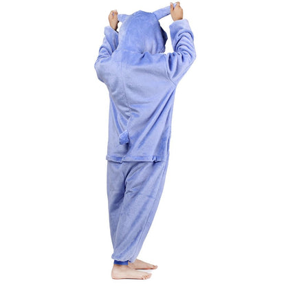 mauea Ensemble pyjama enfant unisexe, combinaison chaude, motif Stitch bleu, taille 130/140 cm