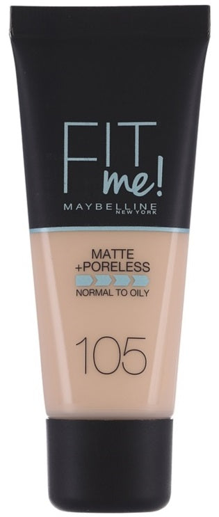 Maybelline Fit Me! Fond de teint mat pour peaux normales et grasses 30 ml 105 Ivoire Naturel