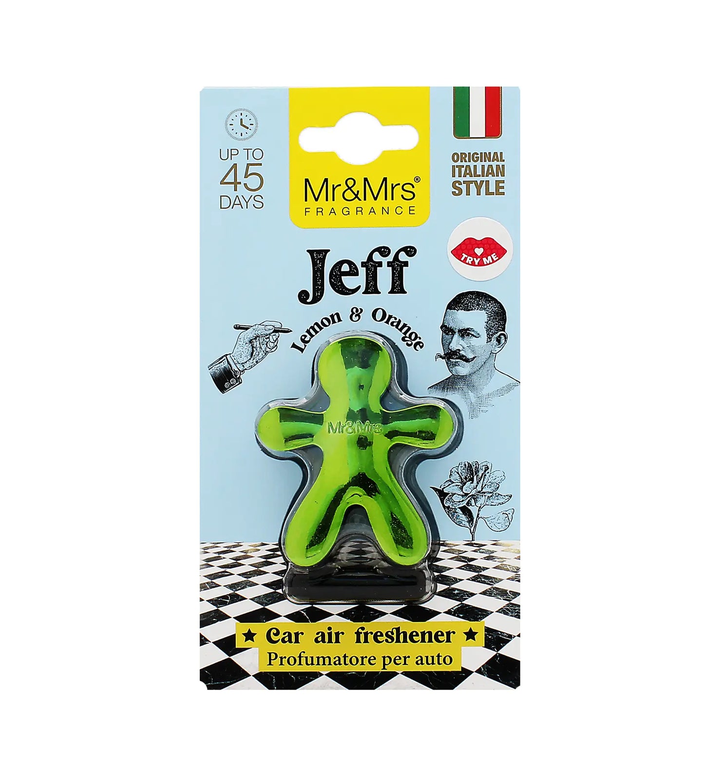 Mr&Mrs Fragrance Jeff Lemon & Orange car fragrance green