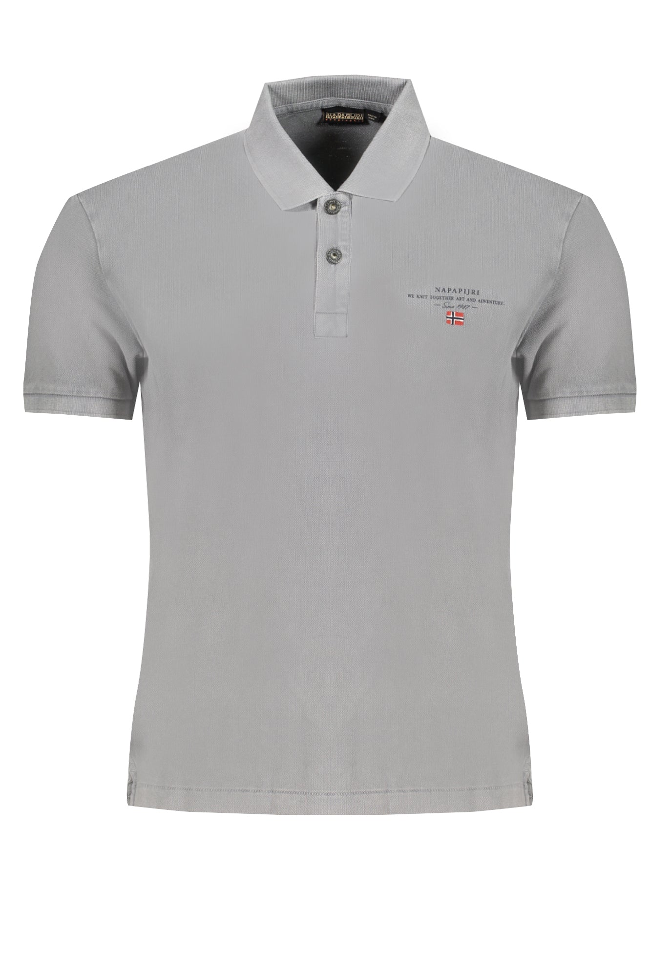 NAPAPIJRI MEN'S GRAY SHORT SLEEVED POLO SHIRT