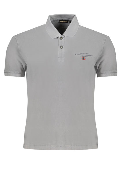 NAPAPIJRI MEN'S GRAY SHORT SLEEVED POLO SHIRT