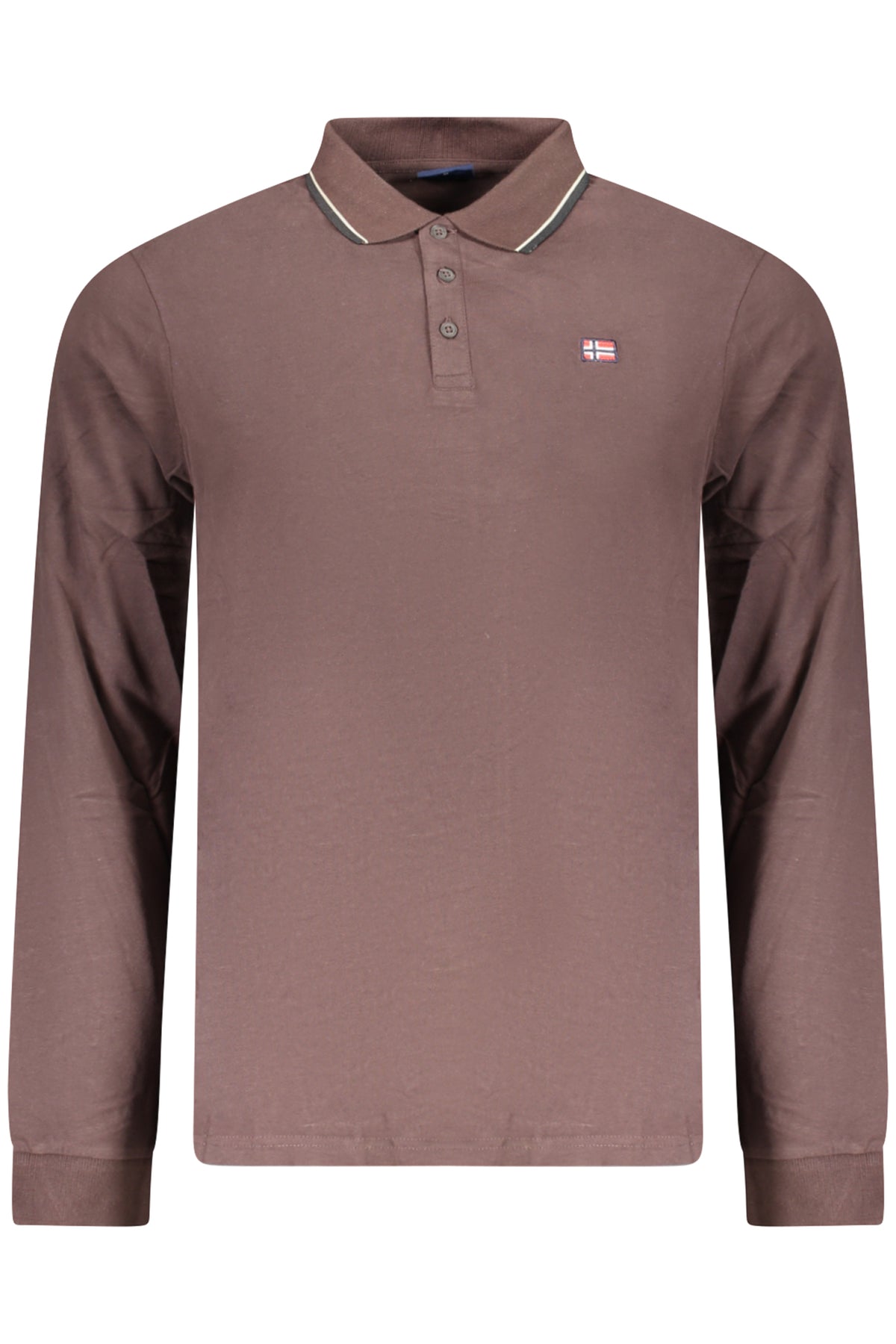 NORWAY 1963 MEN'S LONG-SLEEVE POLO SHIRT, BROWN