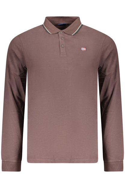 NORWAY 1963 MEN'S LONG-SLEEVE POLO SHIRT, BROWN