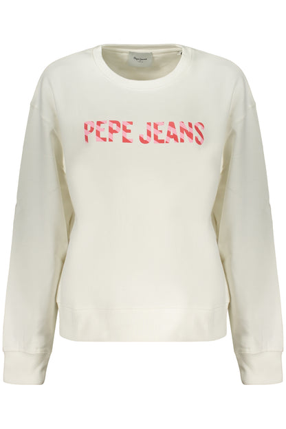 PEPE JEANS WOMEN'S WHITE ZIP-UP SWEATSHIRT