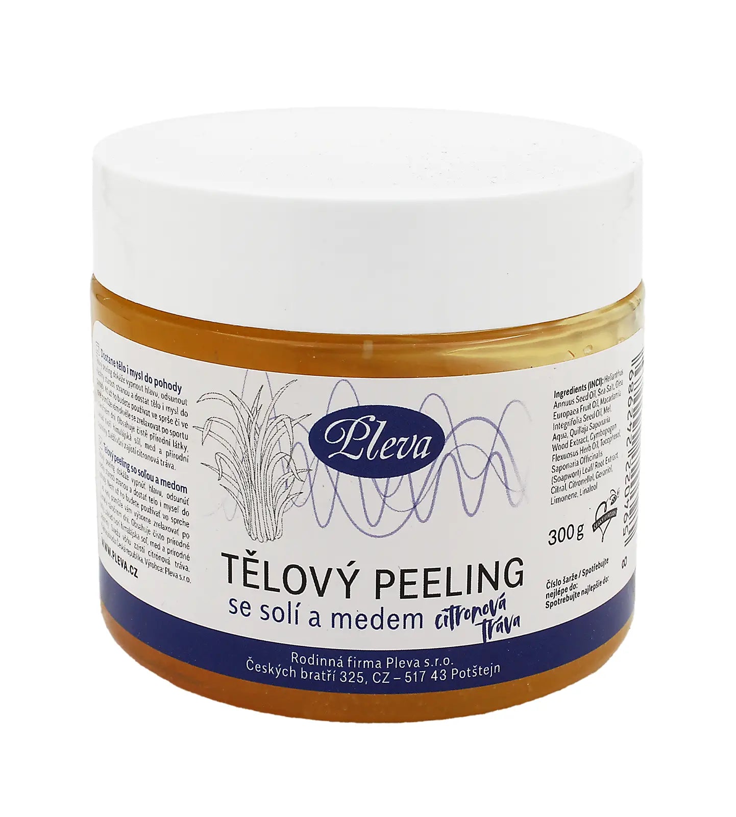 Pleva Exfoliating Body Scrub with Honey and Salt (Lemongrass) 300g