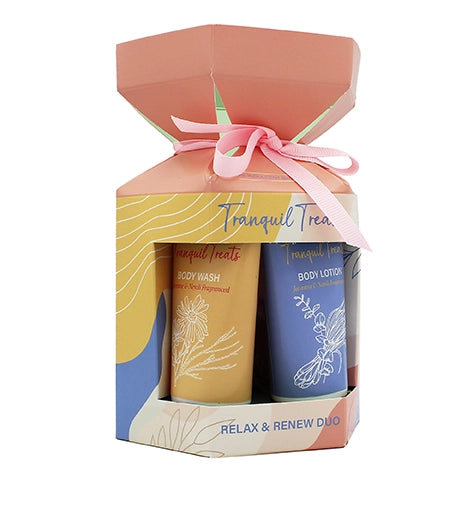 The Indulgent Bathing Co. Tranquil Treats SET (Wash 50ml + BL 50ml + Sponge)
