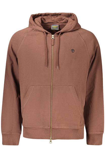 TIMBERLAND MEN'S BROWN ZIP-UP SWEATSHIRT