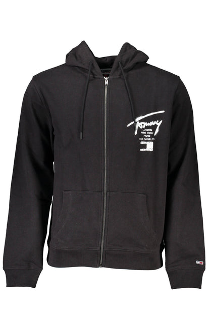 TOMMY HILFIGER MEN'S BLACK ZIPPED SWEATSHIRT