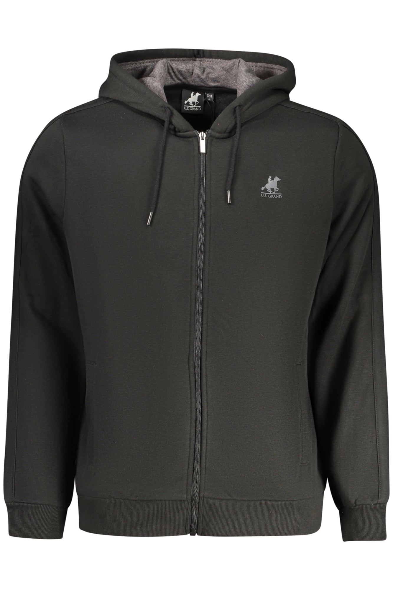 US GRAND MEN'S BLACK ZIP-UP SWEATSHIRT